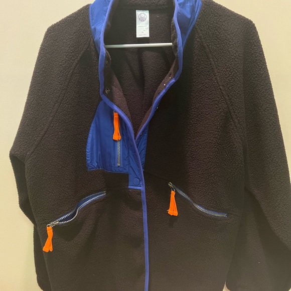 Fleece Jacket with Blue and Orange Accents - Picture 1 of 5
